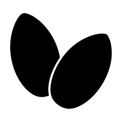 Two Almonds in Silhouette Against a White Background Showing Overlap and Simple Design