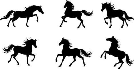 Horse Silhouette Vector Set &ndash; Running, Rearing, Walking Poses