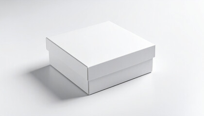 A dessert box mockup with blank label space, centered on a white background with soft drop shadow, clean and modern composition for packaging preview 