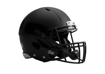 Naklejka premium Closeup of a Matte Black Football Helmet with Facemask on transparent background