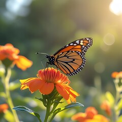 Naklejka premium Late Summer Monarch Migration Moment