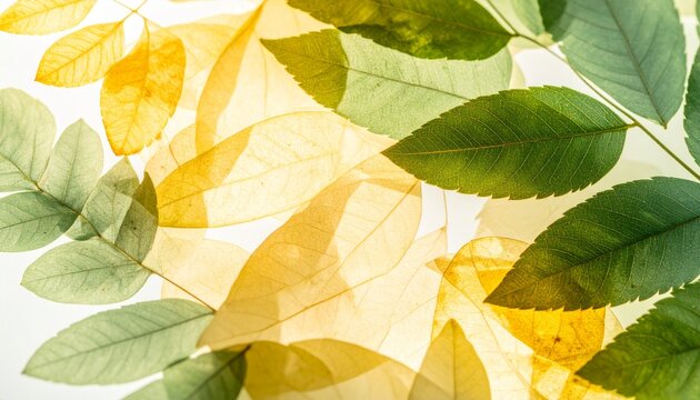 Luminous Tapestry of Backlit Leaves, Transitioning from Vibrant Green to Golden Yellow.
