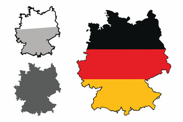 Obraz premium Vector illustration of germany in different color styles and flag colors depicting the country's outline