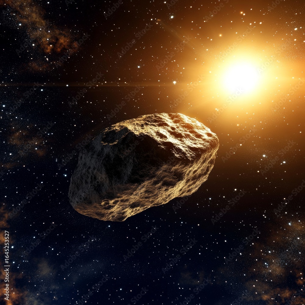 Canvas Prints stunning asteroid floating in deep space, illuminated by a distant sun, cosmic exploration art