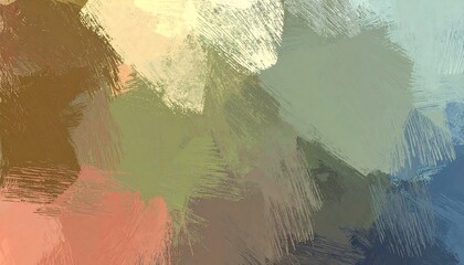 Abstract brushstrokes of earthy tones and cool blues create a textured, dynamic background