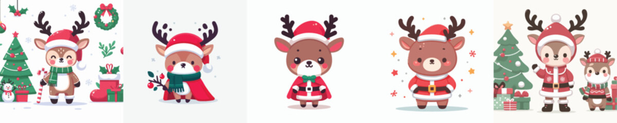 reindeer vector in Christmas costume