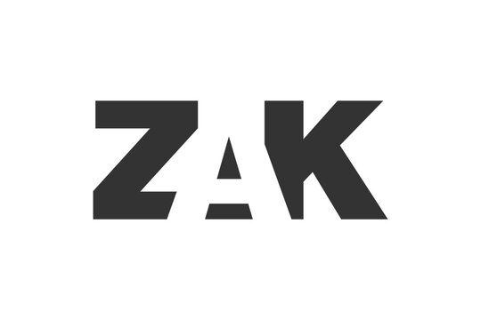 ZAK logo design. Initial letter Z A K bold font style for tech startups, consulting, corporate branding. Creative company name, headlines typography identity, trendy logotype.