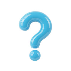 Naklejka premium 3D Light Blue Question Mark Icon: Help, Info, Support UI Symbol. High-quality 3D render for FAQs and customer service.