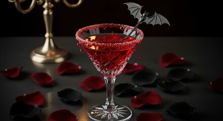 Gothic Crimson Elixir Bat Martini For Halloween Party