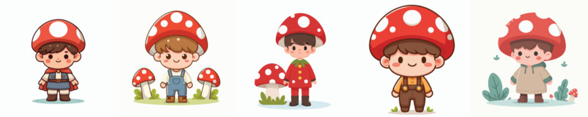 vector of a child in a mushroom costume