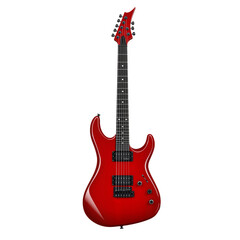 Naklejka premium Sleek Red Electric Guitar: Bold Design and Rock-Ready Performance