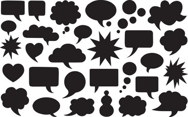 wide variety of colorful speech bubbles, Cartoon Speech Bubbles and Thought Black and white speech bubble set of various shapes grunge texture  –Vector illustration, on transparent background.