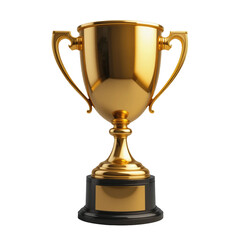 Elegant tall 3D gold trophy isolated on white background, representing victory, championships, awards, and recognition in sports competitions and corporate achievements