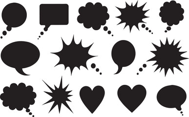 Hand-Drawn Speech Bubble Collection – Grunge Texture Elements on Transparent Background