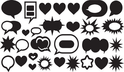 Fototapeta premium Modern Outline Talk & Speech Bubble Icon Set – Grunge Texture Chat Graphics with Editable Vector Strokes Vector illustration, on transparent background.