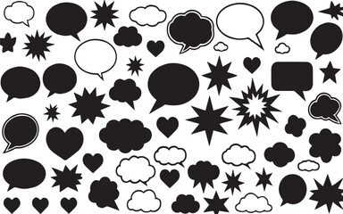 Modern Outline Talk & Speech Bubble Icon Set &ndash; Grunge Texture Chat Graphics with Editable Vector Strokes Vector illustration, on transparent background.