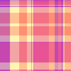 Identity background vector check, 70s textile tartan pattern. 1950s plaid fabric texture seamless in red and pink colors.