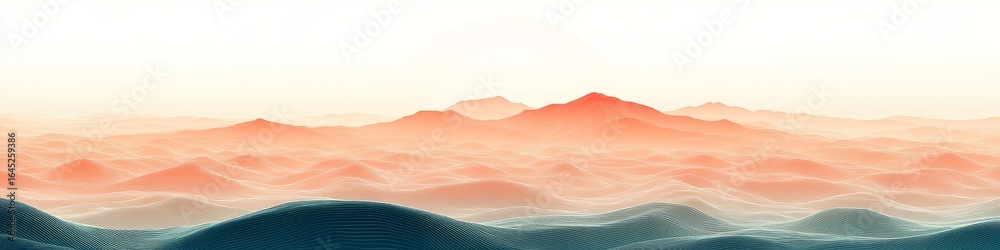 Canvas Prints elegant minimal low poly style background featuring calming waves in pastel coral and blue gradient