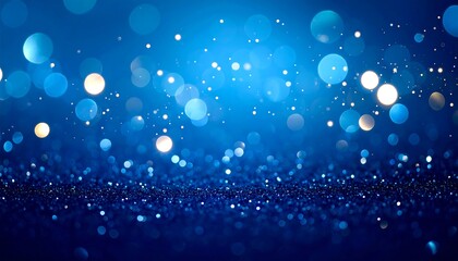 Sparkling Blue Bokeh Background with Glittering Light Particles and Soft Focus
