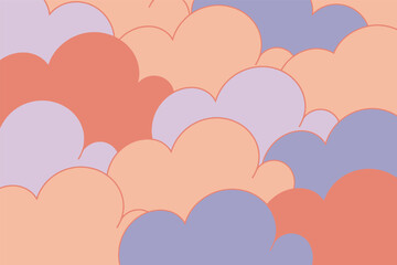 Fototapeta premium A pastel colored cloud pattern with peach light purple and dark purple overlapping each other nicely