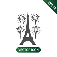 Eiffel Tower with Fireworks Celebration Icon