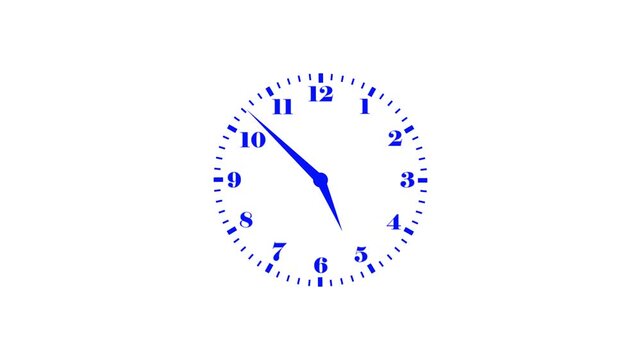 Blue clock face with clearly marked white space, designed for visual representations of time-sensitive tasks, the need to be on schedule, direct depiction of the time in a well-lit context.