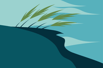 Windswept Grasses on Cliff Edge