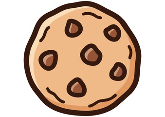 Fototapeta premium Cute chocolate chip cookie illustration with a happy expression on white background
