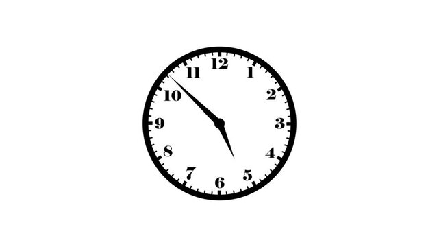 black analog clock with easily readable numerals and hands, presented against a stark white background, ideal for conveying concepts of time, deadlines, and scheduling in a straightforward manner.