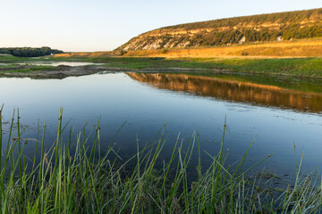Beautiful summer landscape with green nature in the Republic of Moldova, Rural tourism in Eastern Europe. Natural park in Moldova.