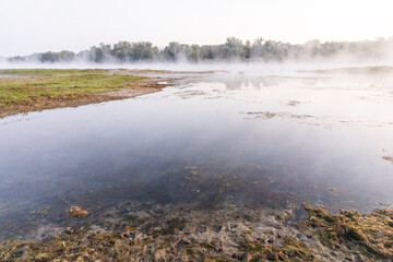 Beautiful summer landscape with green nature in the Republic of Moldova, Rural tourism in Eastern Europe. Natural park in Moldova.