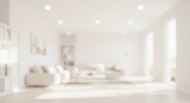 Blurred Interior of Bright Living Room with Natural Light