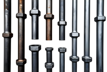 白背景に金属製のパイプの素材デザイン