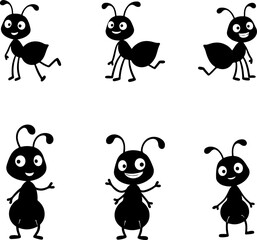 Obraz premium Cute Ant Cartoon Vector Set – Funny Insect Clipart Collection