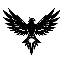 Fototapeta premium Stylized black bird silhouette with wings spread wide