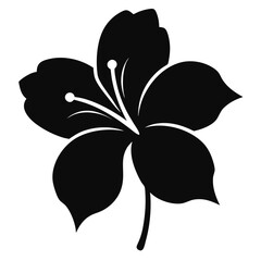 Simple black silhouette of a five petal flower with stamens