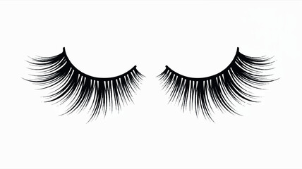 Minimalist black and white dramatic false eyelashes illustration on a clean white background