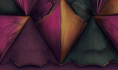 Abstract geometric fan pattern in dark hues