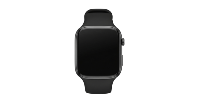 wrist smart watch mockup with black strap, png file of isolated cutout object with shadow on transparent background.  - Powered by Adobe