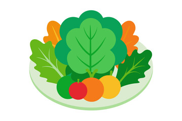 Arrangement of Leafy Greens with Vibrant Vegetable Accents