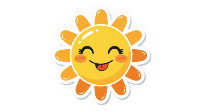 Cute Cartoon Sun Sticker Design