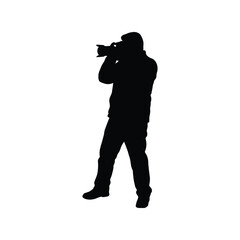 Silhouette photographer with camera professional media capture isolated vector illustration