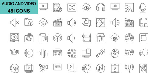 Modern audio and video technology icons and graphics