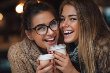 two women drinking coffee