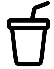 Obraz premium A simple line drawing of a disposable cup with a straw.