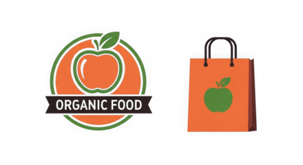 Organic Food Logo Shopping Bag Design