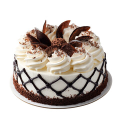 One round cake isolated on transparent background.
