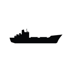 Cargo ship silhouette vector illustration freight transport vessel container ship maritime logistics shipping industry icon isolated eps graphic