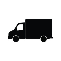 Black silhouette box truck vector illustration delivery van icon cargo transport vehicle logistics graphic