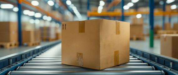 倉庫内にて、出荷前のダンボール